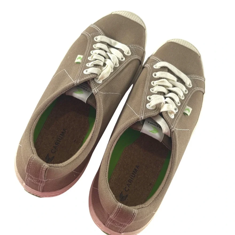 Cariuma OCA Low Taupe Brown Canvas Sneakers Womens 12.5 Mens 11 100103N06M